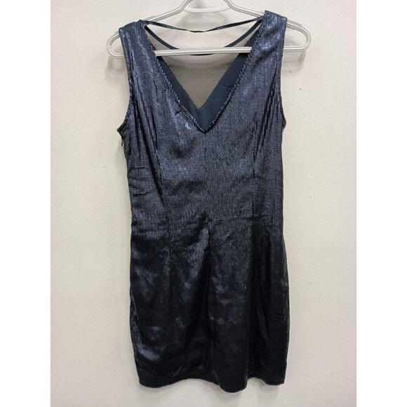 Madam Rage Womens Cocktail Dress Size 6 Navy Sequin Sleeveless Bodycon Mini - Picture 7 of 9